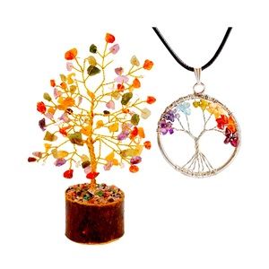 BRAND NEW! Chakra gemstone money tree that comes with Tree of Life Pendant